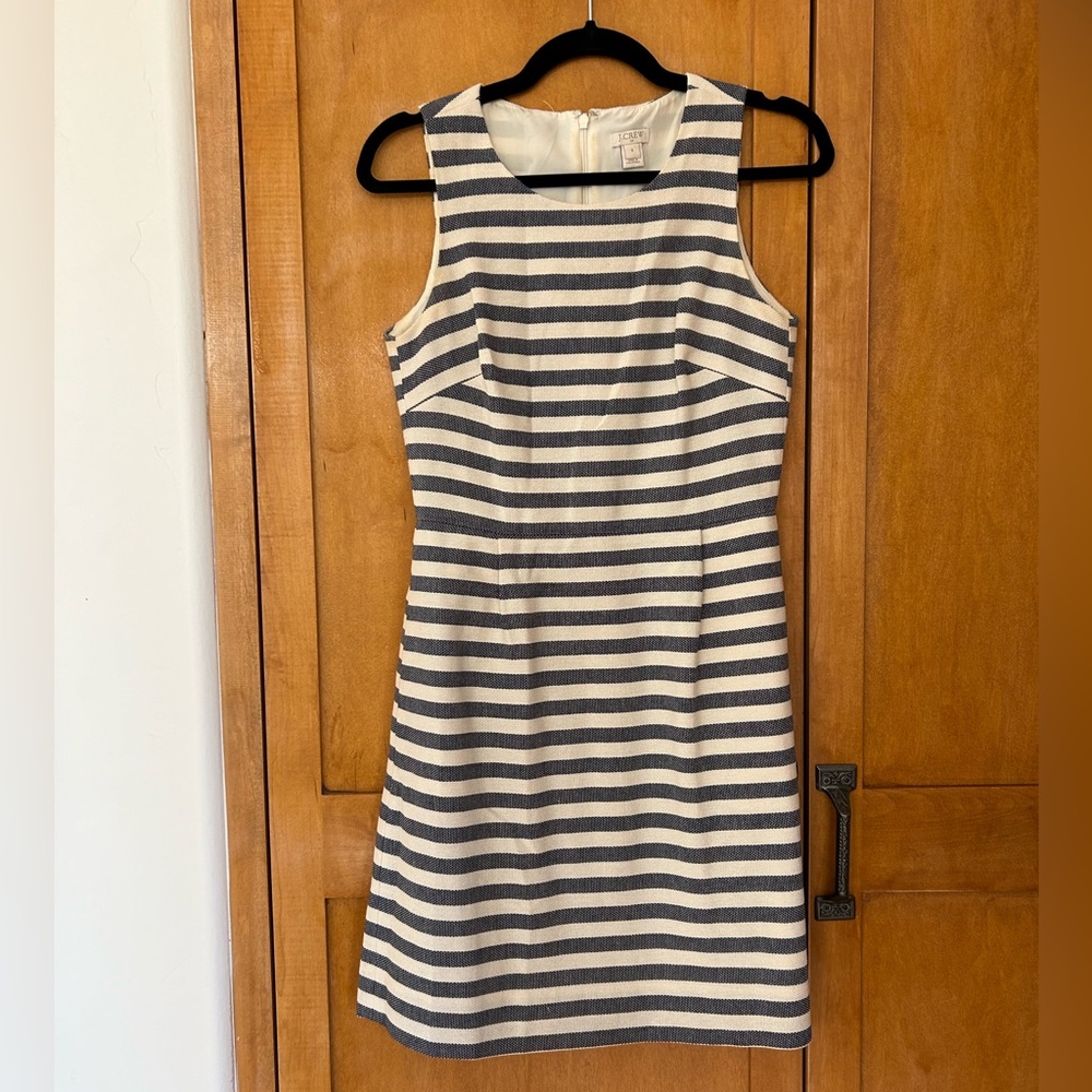 JCrew striped navy and white shift dress with pockets size 0